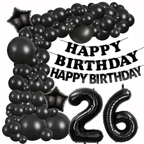 Luftballons Girlande 26 Geburtstag Deko Schwarz Luftballons deko 26. Geburtstag Frauen Mann 26 Jahre Geburtstagdeko Schwarz Black Happy 26 Birthday Girlande Ballons 26. Geburtstag Deko Männer Frau von Hongyantech