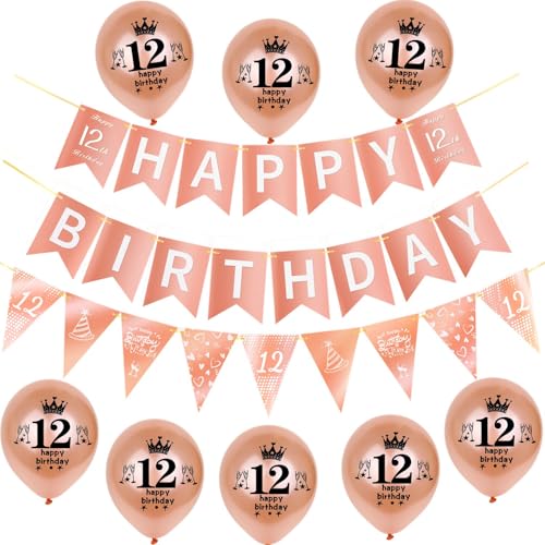 Rosegold Girlande Happy 12th Birthday Banner +12th Geburtstag Triangle Flag Banner + 8 pcs Happy 12th Birthday luftballons 12.Geburtstag deko für Mädchen,12 Geburtstag Mädchen party dekoration Rosegold Girlande Happy 12th Birthday Banner +12th Geburtstag Triangle Flag Banner + 8 pcs Happy 12th Birthday luftballons 12.Geburtstag deko für Mädchen,12 Geburtstag Mädchen party dekoration von Hongyantech