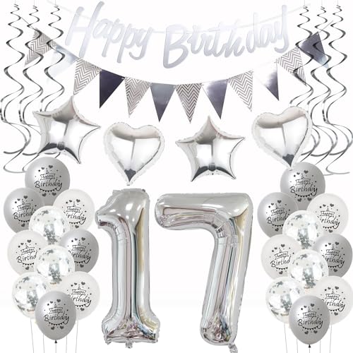 Silber Geburtstagsdeko 17 Jahre Mädchen Jungen,ballon 17 Geburtstag Mädchen Deko, Luftballons 17. Geburtstag Dekoration Mädchen silber ,Party Deko 17. Geburtstag Junge 17 Jahre Geburtstagsdeko Silber Geburtstagsdeko 17 Jahre Mädchen Jungen,ballon 17 Geburtstag Mädchen Deko, Luftballons 17. Geburtstag Dekoration Mädchen silber ,Party Deko 17. Geburtstag Junge 17 Jahre Geburtstagsdeko von Hongyantech