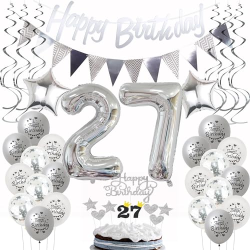 Silber Geburtstagsdeko 27 Jahre Frau Mann,ballon 27 Geburtstag Frauen Deko, Luftballons 27. Geburtstag Deko Frau silber,Party Deko 27. Geburtstag Männer Tortendeko 27 Geburtstag Frau Mann deko Silber Geburtstagsdeko 27 Jahre Frau Mann,ballon 27 Geburtstag Frauen Deko, Luftballons 27. Geburtstag Deko Frau silber,Party Deko 27. Geburtstag Männer Tortendeko 27 Geburtstag Frau Mann deko von Hongyantech
