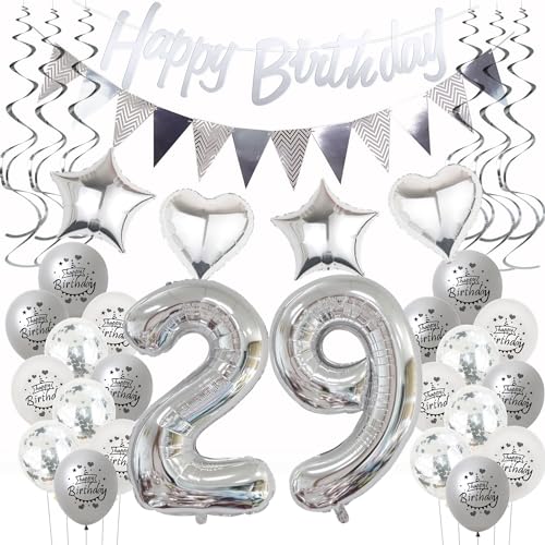 Silber Geburtstagsdeko 29 Jahre Frauen Mann,ballon 29 Geburtstag Frauen Deko, Luftballons 29. Geburtstag Dekoration Frau silber ,Party Deko 29. Geburtstag Männer 29 Jahre Frau Geburtstagsdeko Silber Geburtstagsdeko 29 Jahre Frauen Mann,ballon 29 Geburtstag Frauen Deko, Luftballons 29. Geburtstag Dekoration Frau silber ,Party Deko 29. Geburtstag Männer 29 Jahre Frau Geburtstagsdeko von Hongyantech