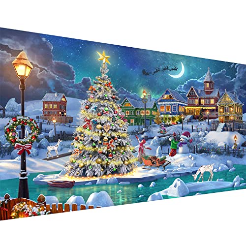 Hongyrjy Weihnachten Malen nach Zahlen für Erwachsene,Malen nach Zahlen Weihnachten,Weihnachtsnacht Malen nach Zahlen Kits für Haus Wanddekoration Geschenke 40x60cm von Hongyrjy