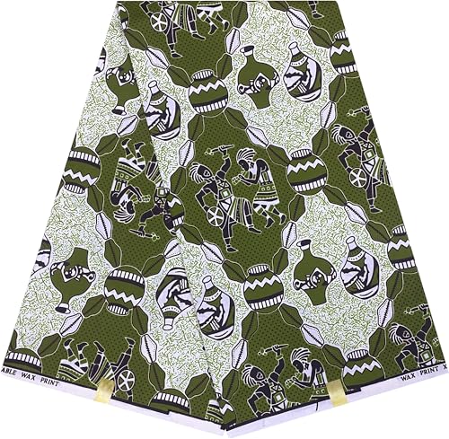HongyuAmy Afrikanischer Stoff, 6 Meter, Anakra-Druck, Polyester, Kente-Wachs, ethnisches Muster (B10) von HongyuAmy