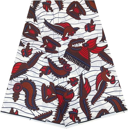 HongyuAmy Afrikanischer Stoff, 6 Meter, Anakra-Druck, Polyester, Kente-Wachs, ethnisches Muster (B25) von HongyuAmy
