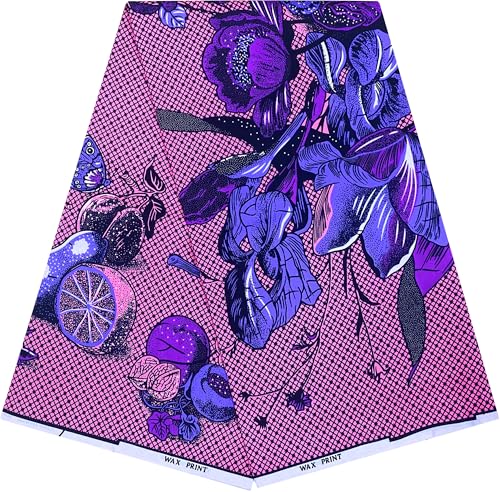 HongyuAmy Afrikanischer Stoff, 6 Meter, Anakra-Druck, Polyester, Kente-Wachs, ethnisches Muster (B8) von HongyuAmy