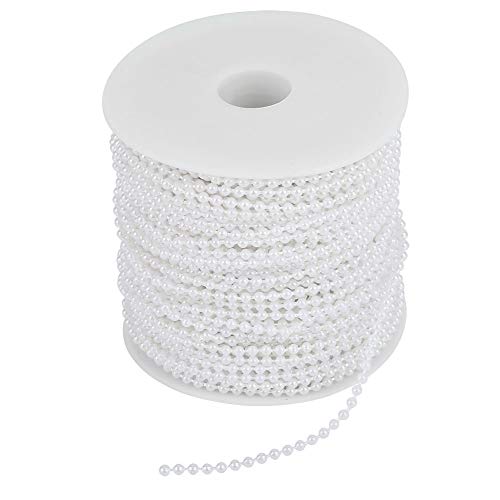 Hongzer Perlendraht Perlen, 50m / Rolle Schleifen Perlendraht Perlen Girlande String DIY Hochzeitsdekoration 3mm(Weiß) von Hongzer