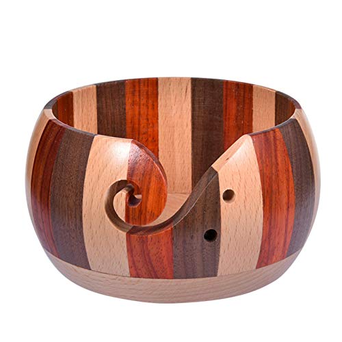 Holz Garn Schüssel - Garnschale aus Holz - Holzschale Garn Aufbewahrung - Organizer für Näh und Crochet Halterung - Handgefertigt Stricken Schalen mit Geschnitzte Löcher und gebohrte Löcher Holz Garn Schüssel - Garnschale aus Holz - Holzschale Garn Aufbewahrung - Organizer für Näh und Crochet Halterung - Handgefertigt Stricken Schalen mit Geschnitzte Löcher und gebohrte Löcher von Hongzhi