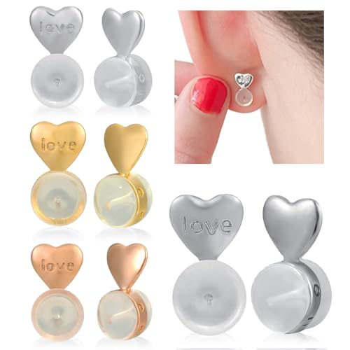 Honicemar Herzform Ohrringverschlüsse – 4 Paar Earring Lifters aus Metall Kupfer und Silikon, Ohrringlifter Ohrringstopper Ohrringheber für Hängende Ohren Ohrringe die zum Herunterfallen Neigen Honicemar Herzform Ohrringverschlüsse – 4 Paar Earring Lifters aus Metall Kupfer und Silikon, Ohrringlifter Ohrringstopper Ohrringheber für Hängende Ohren Ohrringe die zum Herunterfallen Neigen von Honicemar