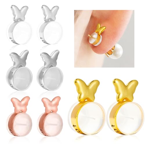 Honicemar Schmetterling Ohrringverschlüsse – 4 Paar Earring Lifters aus Metall Kupfer und Silikon, Ohrringlifter Ohrringstopper Ohrringheber für Hängende Ohren Ohrringe die zum Herunterfallen Neigen Honicemar Schmetterling Ohrringverschlüsse – 4 Paar Earring Lifters aus Metall Kupfer und Silikon, Ohrringlifter Ohrringstopper Ohrringheber für Hängende Ohren Ohrringe die zum Herunterfallen Neigen von Honicemar