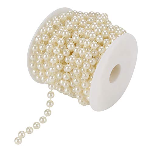 Honiwu Perlenkette Deko, 10m/32.8feet 8mm Perlenband Perlengirlande, Hochzeit Perlenschnur, Perle Draht Perlen für DIY Party Perlenhochzeit Dekor(Beige) von Honiwu