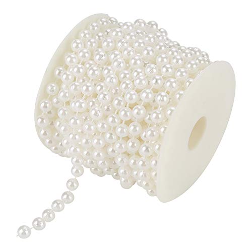 Perlenkette Deko, 10m/32.8feet 8mm Perlenband Perlengirlande, Hochzeit Perlenschnur, Perle Draht Perlen für DIY Party Perlenhochzeit Dekor(Weiß) von Honiwu
