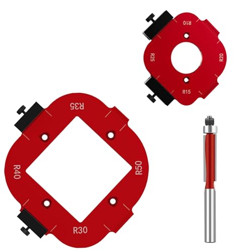 Honkdtyun Runde Eckradius-Schablone, Oberfräser-Eckschablonen-Set, Radiusvorrichtung mit Führungsstift, R10-R50 Eckschablonen, rotes Aluminium Honkdtyun Runde Eckradius-Schablone, Oberfräser-Eckschablonen-Set, Radiusvorrichtung mit Führungsstift, R10-R50 Eckschablonen, rotes Aluminium von Honkdtyun
