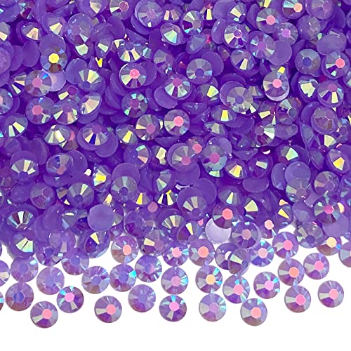 Harz-Strasssteine, 4 mm, rund, flache Rückseite, Gelee-Harz-Strasssteine, Glitzer, Diamant-Steine für selbstgemachte Gesichter, Make-up, Tassen, Flaschen, Becher (4 mm, 2 Gelee-Lt-Lt-Lila-AB), 3000 von Honkoolly