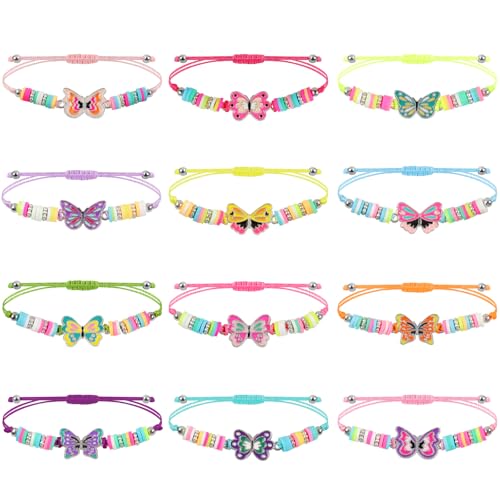 Honosen 12 Stück Freundschaftsarmbänder, Armband Kinder mit Schmetterling Anhänger, Instellbare Geflochten Perlen Armbänder Set, Bunte Gastgeschenk Kindergeburtstag für Mädchen Kinder Mitgebsel Honosen 12 Stück Freundschaftsarmbänder, Armband Kinder mit Schmetterling Anhänger, Instellbare Geflochten Perlen Armbänder Set, Bunte Gastgeschenk Kindergeburtstag für Mädchen Kinder Mitgebsel von Honosen