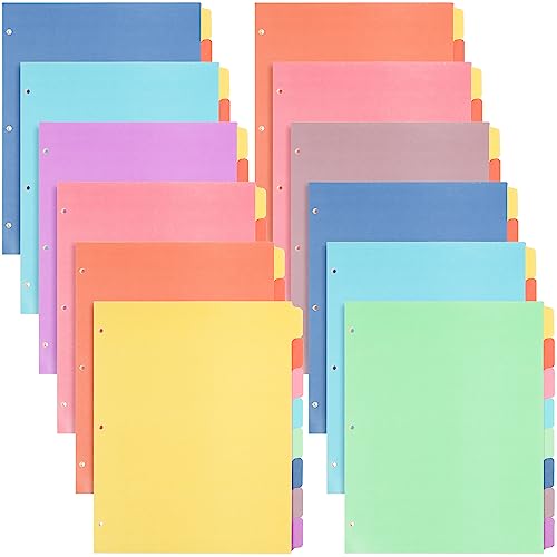 Honoson 12 Sets mit 8 Registerkarten für 3-Ringbinder, Kunststoff-Aktenordner, 21,6 x 27,9 cm, Papier, mehrfarbig, für Schule, Büro (helle Farbe) von Honoson