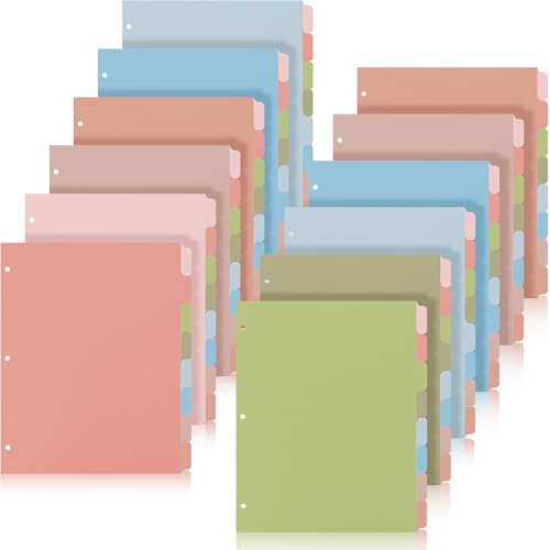 Honoson 12 Sets mit 8 Registerkarten für 3-Ringbinder, Kunststoff-Aktenordner, 21,6 x 27,9 cm, Papier, mehrfarbig, für Schule, Büro von Honoson