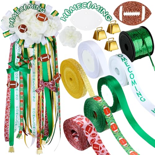 Honoson Homecoming Mum Supplies Set beinhaltet Papierscheiben-Rückseite und Rolle DIY verschiedene Seidenbänder für Heimkehr, Fußballspiel, Tanzen, Gastgeschenke für Party, König, Königin (Fußball) von Honoson