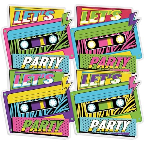 Honoson Let's Party-Servietten, Einweg-Papierservietten, Cocktail-Servietten, Kassetten-Servietten für 70er, 80er, 90er Jahre, Disco, Hip-Hop-Thema, Geburtstag, Partyzubehör, Dekorationen, 100 Stück von Honoson