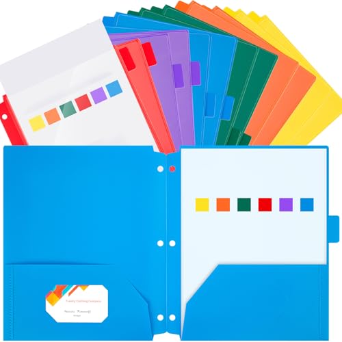 Honoson Ordner mit 2 Fächern und transparenter Vordertasche, 3-fach gelocht, Kunststoff-Ordner für 3-Ringbuch, 1/6 geschnittene Reiter für Büro, Klassenzimmer, helle Farben, 12 Stück Honoson Ordner mit 2 Fächern und transparenter Vordertasche, 3-fach gelocht, Kunststoff-Ordner für 3-Ringbuch, 1/6 geschnittene Reiter für Büro, Klassenzimmer, helle Farben, 12 Stück von Honoson