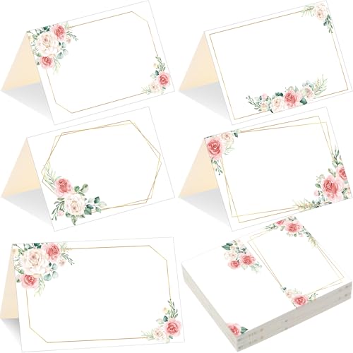 Honoson Tischkarten mit Blumenmuster, 11,7 x 7,6 cm, blanko, befüllbar, rosa Blumenzelt, Namenskarte für Hochzeiten, Partys, Bankette, 48 Stück Honoson Tischkarten mit Blumenmuster, 11,7 x 7,6 cm, blanko, befüllbar, rosa Blumenzelt, Namenskarte für Hochzeiten, Partys, Bankette, 48 Stück von Honoson