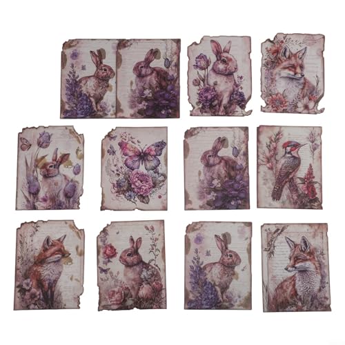 30 Stück Vintage-Scrapbooking-Papier, ideal für Tagebücher und kreative Bastelprojekte (4 Tiergärten) von Honseadek