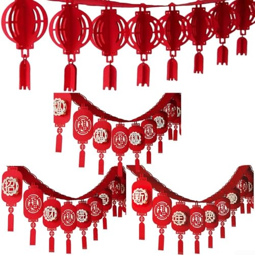 Chinesische Neujahrsdekorationen, Frühlingsfest Dekoratives Banner Happy New Year Rotes Banner für Frühlingsfest Chunjie Home Party (D) von Honseadek