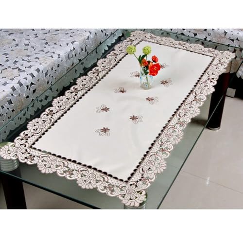 Elegante bestickte Spitzentischdecke mit Blumenmuster, Satin-Stoff, Tischdecke für Hochzeit, Party, Zuhause, Esszimmer, quadratisch, rund, rechteckig, oval, mehrere Größen, Weiß Elegante bestickte Spitzentischdecke mit Blumenmuster, Satin-Stoff, Tischdecke für Hochzeit, Party, Zuhause, Esszimmer, quadratisch, rund, rechteckig, oval, mehrere Größen, Weiß von Honseadek
