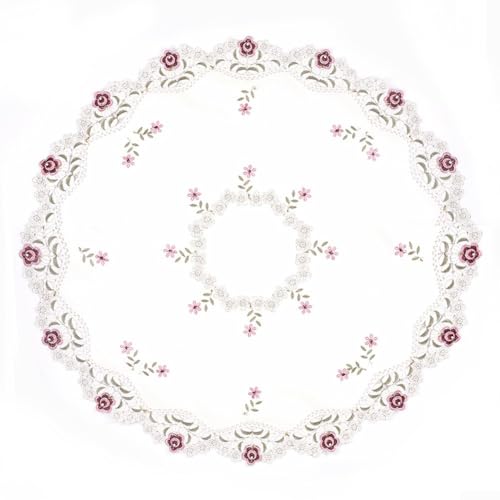 Gestickte runde Tischdecke im ländlichen Stil, elegante Heimdekoration, Polyester-Polypropylen-Tischdecke, für Partys, Hochzeiten, für Küche, Picknick (85 x 85 cm) von Honseadek