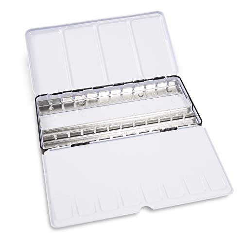Aquarell-Leerkasten aus Metall für 36 halbe oder 18 ganze Näpfe, mit Mischpalette und Daumenring Aquarell-Leerkasten aus Metall für 36 halbe oder 18 ganze Näpfe, mit Mischpalette und Daumenring von Honsell