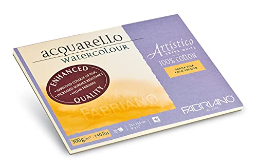 Fabriano Artistico Acquarello Watercolour, extra weiß, Feinkorn cold pressed, 23 x 30,5 cm, 20 Blatt 300 g/m², hochwertiger Künstler-Aquarellkarton, Block 4-seitig geleimt, vegan Fabriano Artistico Acquarello Watercolour, extra weiß, Feinkorn cold pressed, 23 x 30,5 cm, 20 Blatt 300 g/m², hochwertiger Künstler-Aquarellkarton, Block 4-seitig geleimt, vegan von Honsell