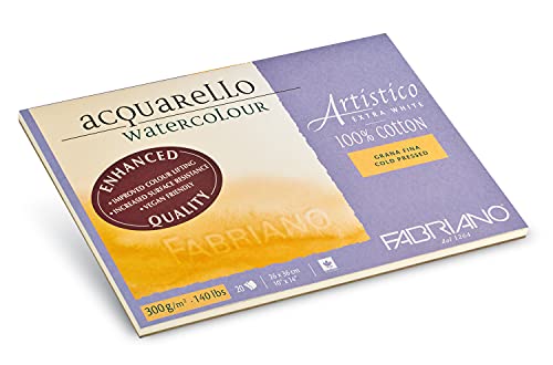 Fabriano Artistico Acquarello Watercolour, extra weiß, Feinkorn cold pressed, 26 x 36 cm, 20 Blatt 300 g/m², hochwertiger Künstler-Aquarellkarton, Block 4-seitig geleimt, vegan Fabriano Artistico Acquarello Watercolour, extra weiß, Feinkorn cold pressed, 26 x 36 cm, 20 Blatt 300 g/m², hochwertiger Künstler-Aquarellkarton, Block 4-seitig geleimt, vegan von Honsell
