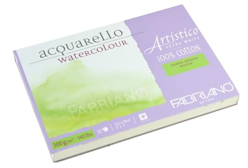 Fabriano Artistico Acquarello Watercolour, extra weiß, Grobkorn, 12,5 x 18 cm, 25 Blatt 300 g/m², hochwertiger Künstler-Aquarellkarton, Block 4-seitig geleimt, vegan Fabriano Artistico Acquarello Watercolour, extra weiß, Grobkorn, 12,5 x 18 cm, 25 Blatt 300 g/m², hochwertiger Künstler-Aquarellkarton, Block 4-seitig geleimt, vegan von Honsell