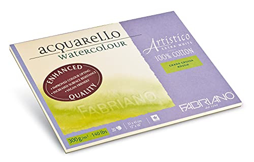 Fabriano Artistico Acquarello Watercolour, extra weiß, Grobkorn, 30,5 x 45,5 cm, 20 Blatt 300 g/m², hochwertiger Künstler-Aquarellkarton, Block 4-seitig geleimt, vegan Fabriano Artistico Acquarello Watercolour, extra weiß, Grobkorn, 30,5 x 45,5 cm, 20 Blatt 300 g/m², hochwertiger Künstler-Aquarellkarton, Block 4-seitig geleimt, vegan von Honsell