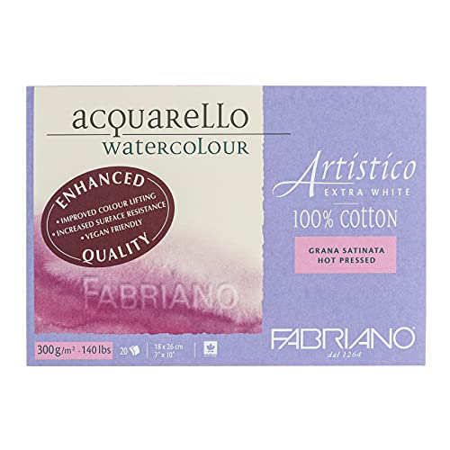 Fabriano Artistico Acquarello Watercolour, extra weiß, satiniert hot pressed, 18 x 26 cm, 20 Blatt 300 g/m², hochwertiger Künstler-Aquarellkarton, Block 4-seitig geleimt, vegan Fabriano Artistico Acquarello Watercolour, extra weiß, satiniert hot pressed, 18 x 26 cm, 20 Blatt 300 g/m², hochwertiger Künstler-Aquarellkarton, Block 4-seitig geleimt, vegan von Honsell