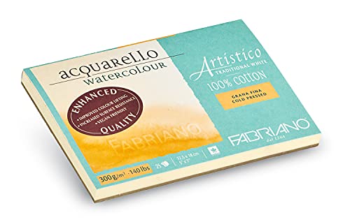 Honsell Fabriano Artistico Acquarello Watercolour, naturweiß, Feinkorn cold pressed, 12,5 x 18 cm, 25 Blatt 300 g/m², hochwertiger Künstler-Aquarellkarton, Block 4-seitig geleimt, vegan Honsell Fabriano Artistico Acquarello Watercolour, naturweiß, Feinkorn cold pressed, 12,5 x 18 cm, 25 Blatt 300 g/m², hochwertiger Künstler-Aquarellkarton, Block 4-seitig geleimt, vegan von Honsell