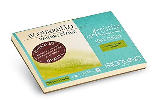 Fabriano Artistico Acquarello Watercolour, naturweiß, Grobkorn, 12,5 x 18 cm, 25 Blatt 300 g/m², hochwertiger Künstler-Aquarellkarton, Block 4-seitig geleimt, vegan Fabriano Artistico Acquarello Watercolour, naturweiß, Grobkorn, 12,5 x 18 cm, 25 Blatt 300 g/m², hochwertiger Künstler-Aquarellkarton, Block 4-seitig geleimt, vegan von Honsell