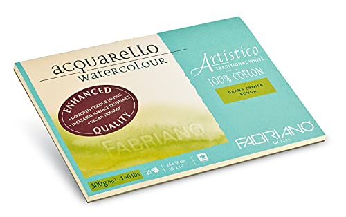 Fabriano Artistico Acquarello Watercolour, naturweiß, Grobkorn, 26 x 36 cm, 20 Blatt 300 g/m², hochwertiger Künstler-Aquarellkarton, Block 4-seitig geleimt, vegan Fabriano Artistico Acquarello Watercolour, naturweiß, Grobkorn, 26 x 36 cm, 20 Blatt 300 g/m², hochwertiger Künstler-Aquarellkarton, Block 4-seitig geleimt, vegan von Honsell