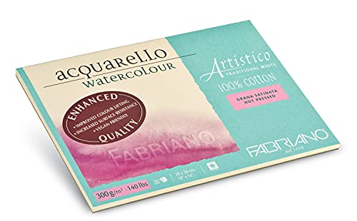 Fabriano Artistico Acquarello Watercolour, naturweiß, satiniert hot pressed, 26 x 36 cm, 20 Blatt 300 g/m², hochwertiger Künstler-Aquarellkarton, Block 4-seitig geleimt, vegan Fabriano Artistico Acquarello Watercolour, naturweiß, satiniert hot pressed, 26 x 36 cm, 20 Blatt 300 g/m², hochwertiger Künstler-Aquarellkarton, Block 4-seitig geleimt, vegan von Honsell