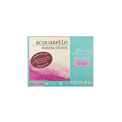Fabriano Artistico Acquarello Watercolour, naturweiß, satiniert hot pressed, 31 x 41 cm, 20 Blatt 300 g/m², hochwertiger Künstler-Aquarellkarton, Block 4-seitig geleimt, vegan Fabriano Artistico Acquarello Watercolour, naturweiß, satiniert hot pressed, 31 x 41 cm, 20 Blatt 300 g/m², hochwertiger Künstler-Aquarellkarton, Block 4-seitig geleimt, vegan von Honsell