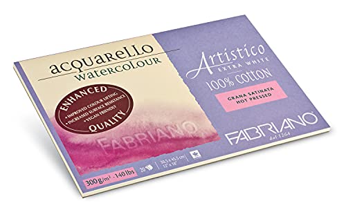 Fabriano Artistico Acquarello Watercolour, extra weiß, satiniert hot pressed, 31 x 41 cm, 20 Blatt 300 g/m², hochwertiger Künstler-Aquarellkarton, Block 4-seitig geleimt, vegan Fabriano Artistico Acquarello Watercolour, extra weiß, satiniert hot pressed, 31 x 41 cm, 20 Blatt 300 g/m², hochwertiger Künstler-Aquarellkarton, Block 4-seitig geleimt, vegan von Honsell