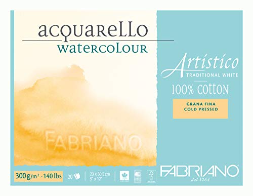 Honsell 30012330 - Fabriano Artistico Acquarello Watercolour, hochwertiger Künstler - Aquarellkarton, naturweiß, Feinkorn cold pressed, ca. 23 x 30,5 cm, 20 Blatt 300 g/m² von Honsell