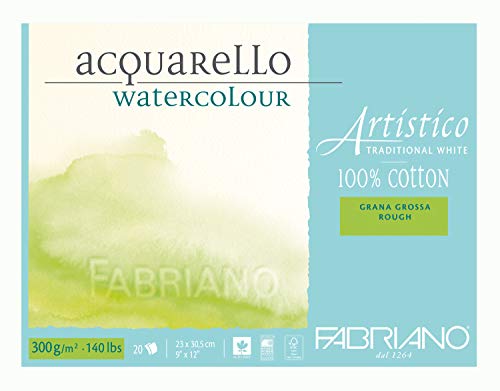 Honsell 30022330 - Fabriano Artistico Acquarello Watercolour, hochwertiger Künstler - Aquarellkarton, naturweiß, Grobkorn, ca. 23 x 30,5 cm, 20 Blatt 300 g/m² von Honsell