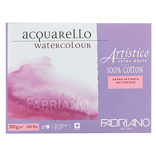 Honsell 302330 - Fabriano Artistico Acquarello Watercolour, hochwertiger Künstler - Aquarellkarton, extra weiß, Satiniert hot pressed, ca. 23 x 30,5 cm, 20 Blatt 300 g/m² von Honsell