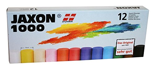Honsell 47312 - Jaxon 1000 Ölpastellkreide Dick, 12er Set, im Kartonetui, brillante, lichtechte Farben, 18 mm, für Künstler, Hobbymaler, Kinder, Schule, Kunstunterricht, frei von Schadstoffen von Honsell