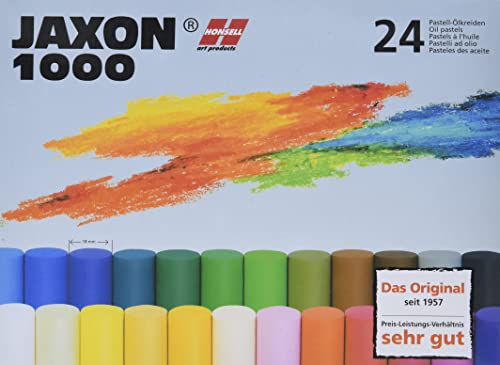 Honsell 47324 - Jaxon 1000 Ölpastellkreide, 24er Set, im Kartonetui, brillante, lichtechte Farben, ideal für Künstler, Hobbymaler, Kinder, Schule, Kunstunterricht, frei von Schadstoffen von Honsell