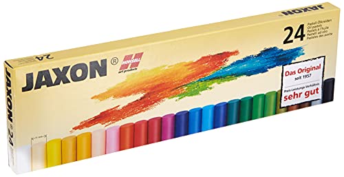 Honsell 47424 - Jaxon Ölpastellkreide, 24er Set im Kartonetui, brillante, lichtechte Farben, ideal für Künstler, Hobbymaler, Kinder, Schule, Kunstunterricht, frei von Schadstoffen von Honsell