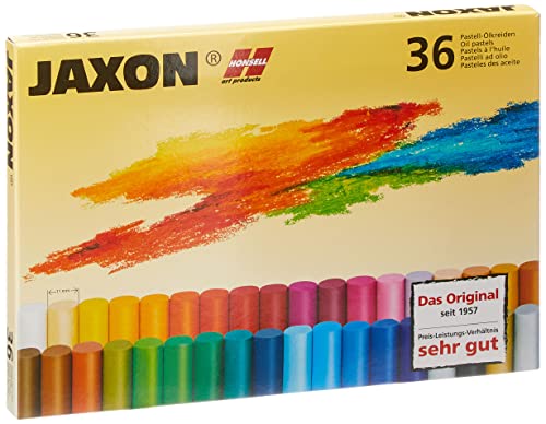 Honsell 47436 - Jaxon Ölpastellkreide, 36er Set im Kartonetui, brillante, lichtechte Farben, ideal für Künstler, Hobbymaler, Kinder, Schule, Kunstunterricht, frei von Schadstoffen von Honsell