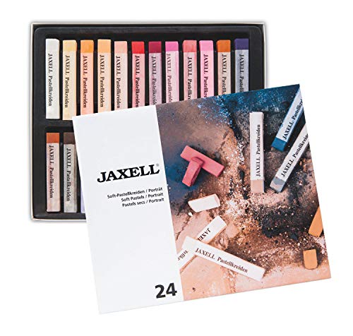 Honsell 47644 - Jaxell Soft Pastellkreiden als 24er Themen Set Porträt, satte Farben, für flächiges und präzises Arbeiten, für Künstler, Hobbymaler, Schule, Kunstunterricht, Ausbildung von Honsell