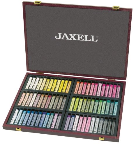 Honsell 47772 - Jaxell Pastellkreide, eckige Form, 72er Set, im Holzkoffer, für flächiges und präzises Arbeiten, satte, lichtechte Farben, ideal für Künstler, Hobbymaler, Schule, Kunstunterricht von Honsell