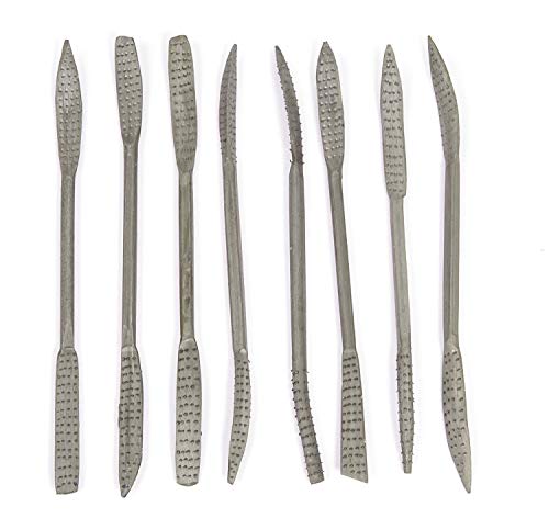 Honsell 79224 - Speckstein Raspelset mit 8 Riffelraspeln, je 20 cm lang, 8 Werkzeuge mit je 2 unterschiedlichen Raspeln zum Bearbeiten von Speckstein von Honsell